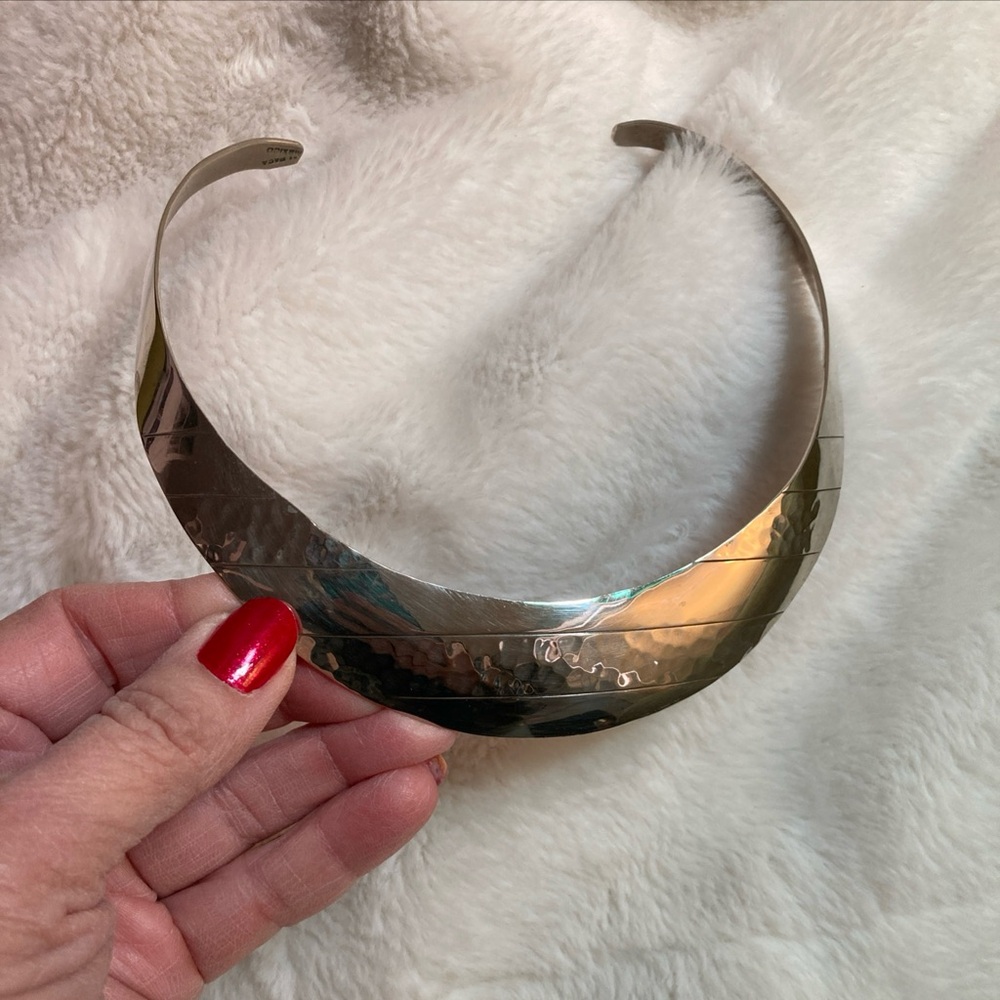 Vintage Alpaca Silver Choker Collar Necklace Mexico